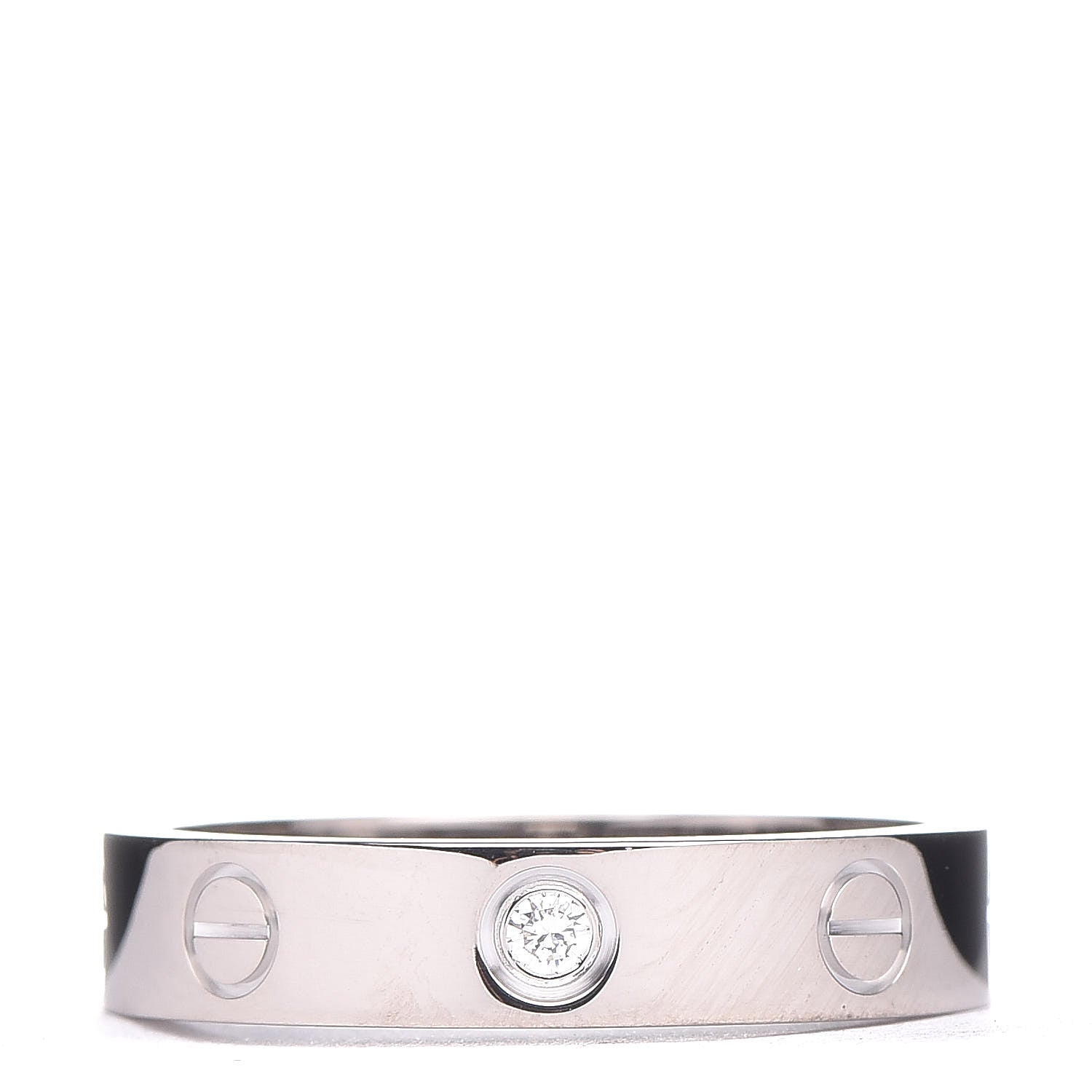 Cartier 18K White Gold Diamond 4mm LOVE Wedding Band Ring 52 6 1 of 5