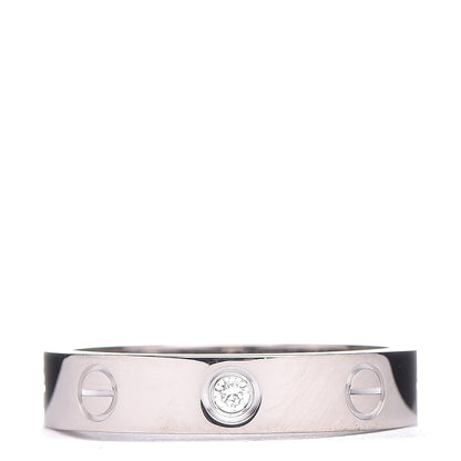 Cartier 18K White Gold Diamond 4mm LOVE Wedding Band Ring 52 6 1 of 5