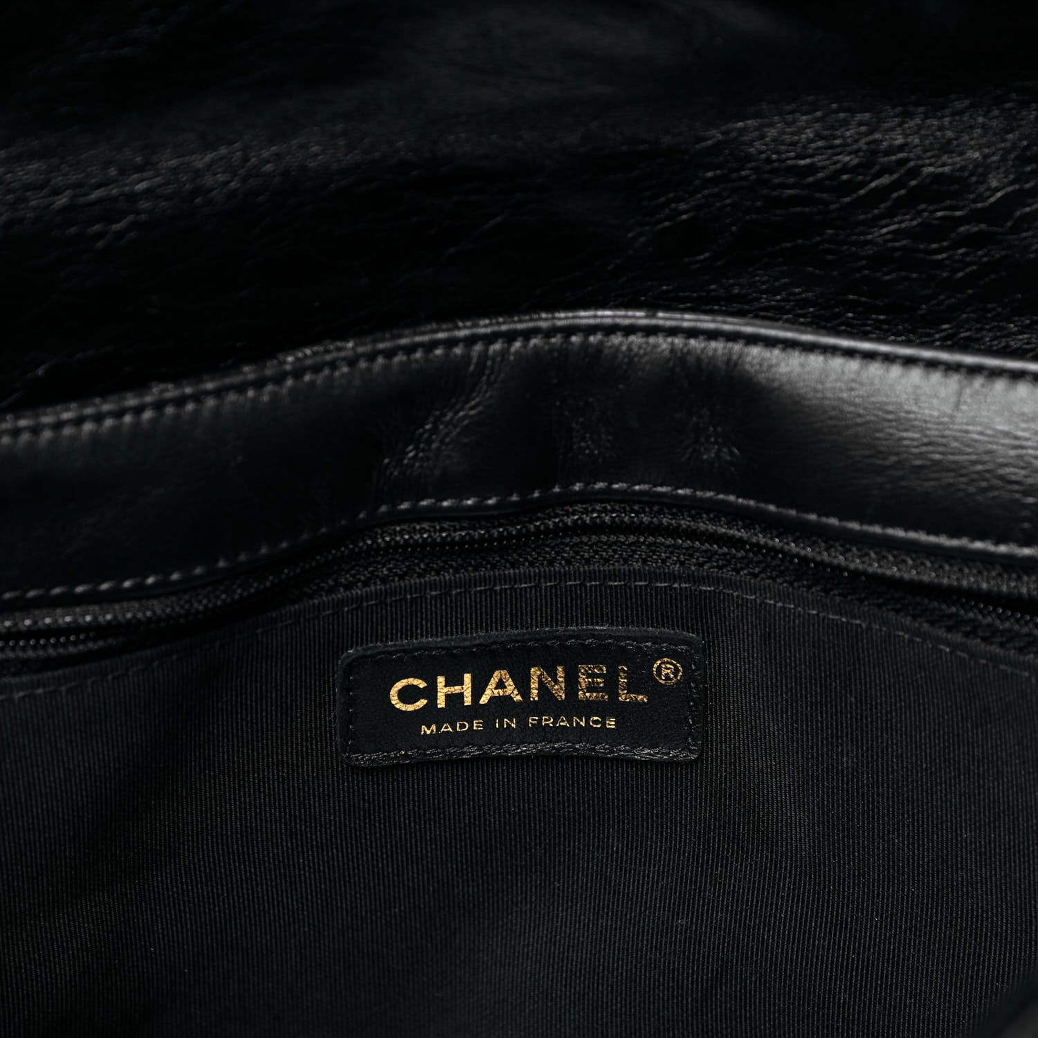 Chanel Glazed Calfskin Chevron Quilted Large Hampton Flap Black 6 of 9