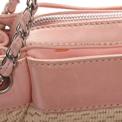 Chanel Canvas Woven Lambskin Lax Accordion Hobo Pink 12 of 14