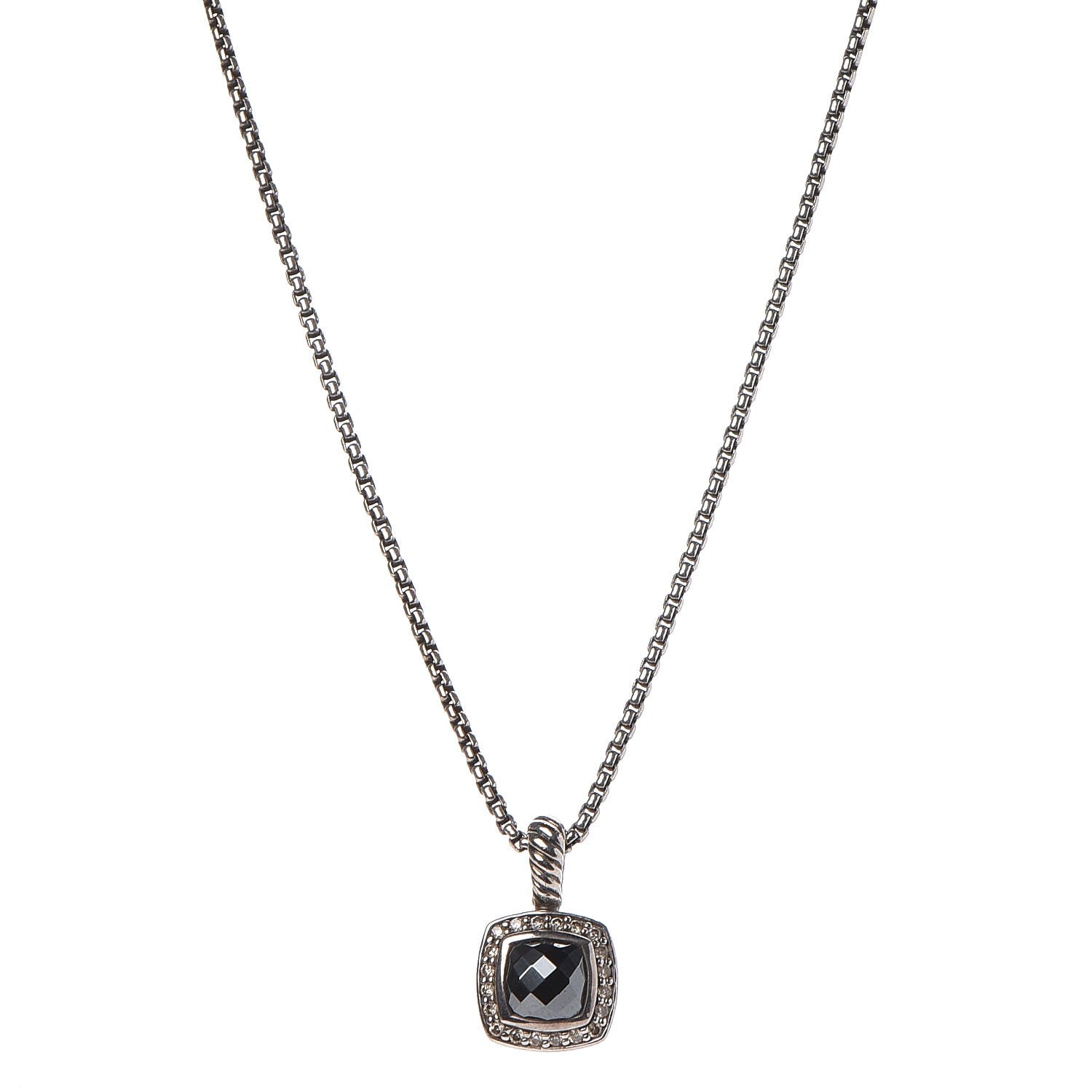 David Yurman Sterling Silver Diamond Hematine 7mm Petite Albion Necklace 1 of 6