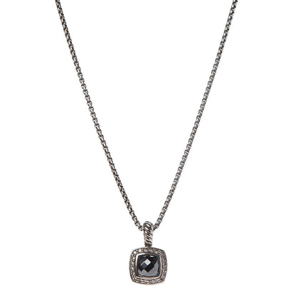 David Yurman Sterling Silver Diamond Hematine 7mm Petite Albion Necklace 1 of 6