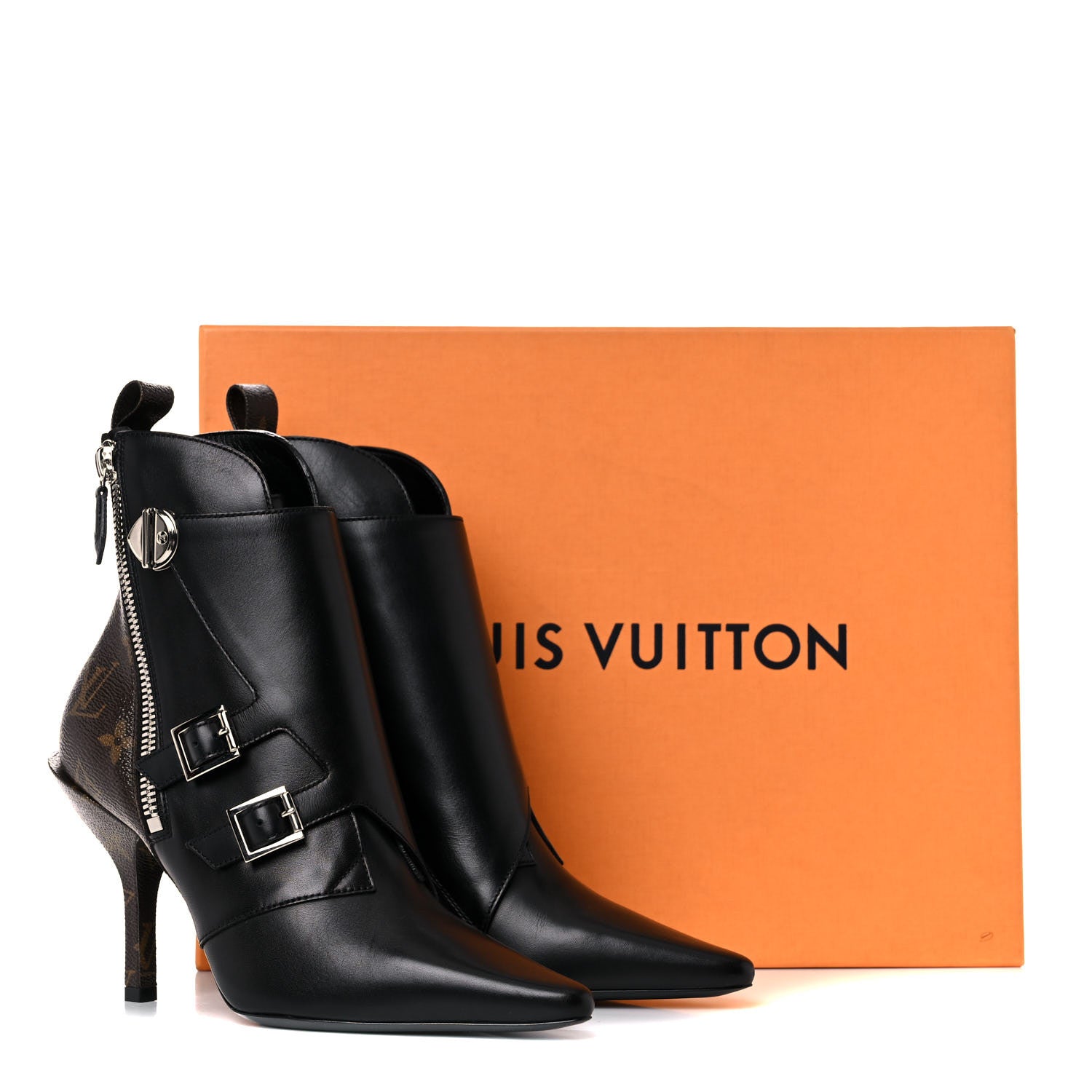 Louis Vuitton Calfskin Monogram Janet Ankle Boots 37 Black 9 of 9