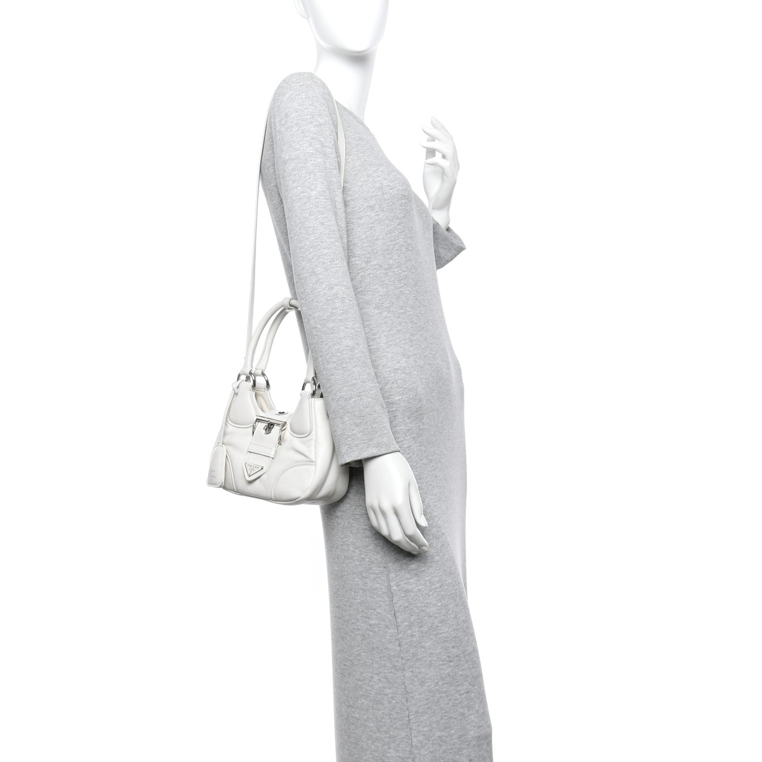 Prada Nappa Soft Padded Re-Edition 2002 Moon Bag White 2 of 13