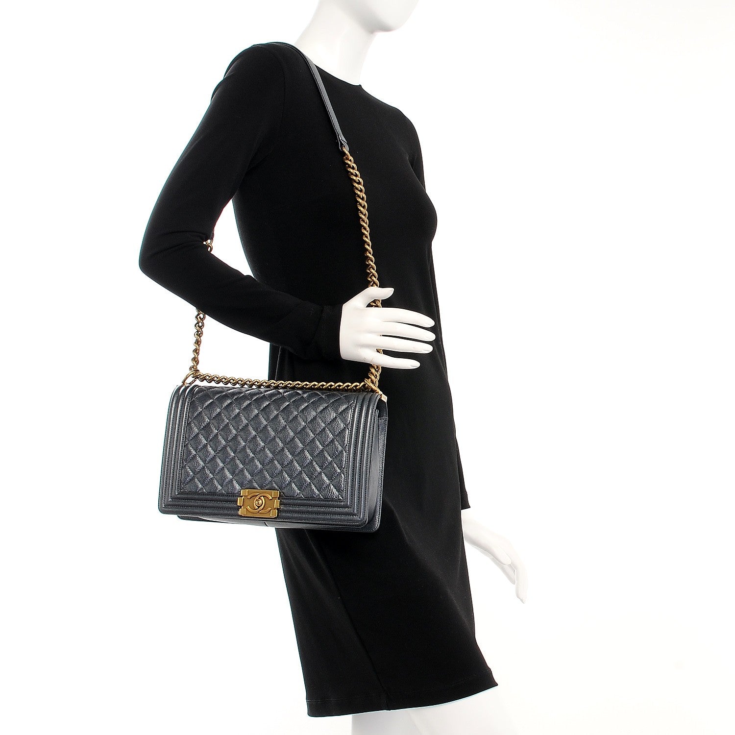 Chanel Pearl Caviar Quilted New Medium Boy Flap Charcoal 2 of 8