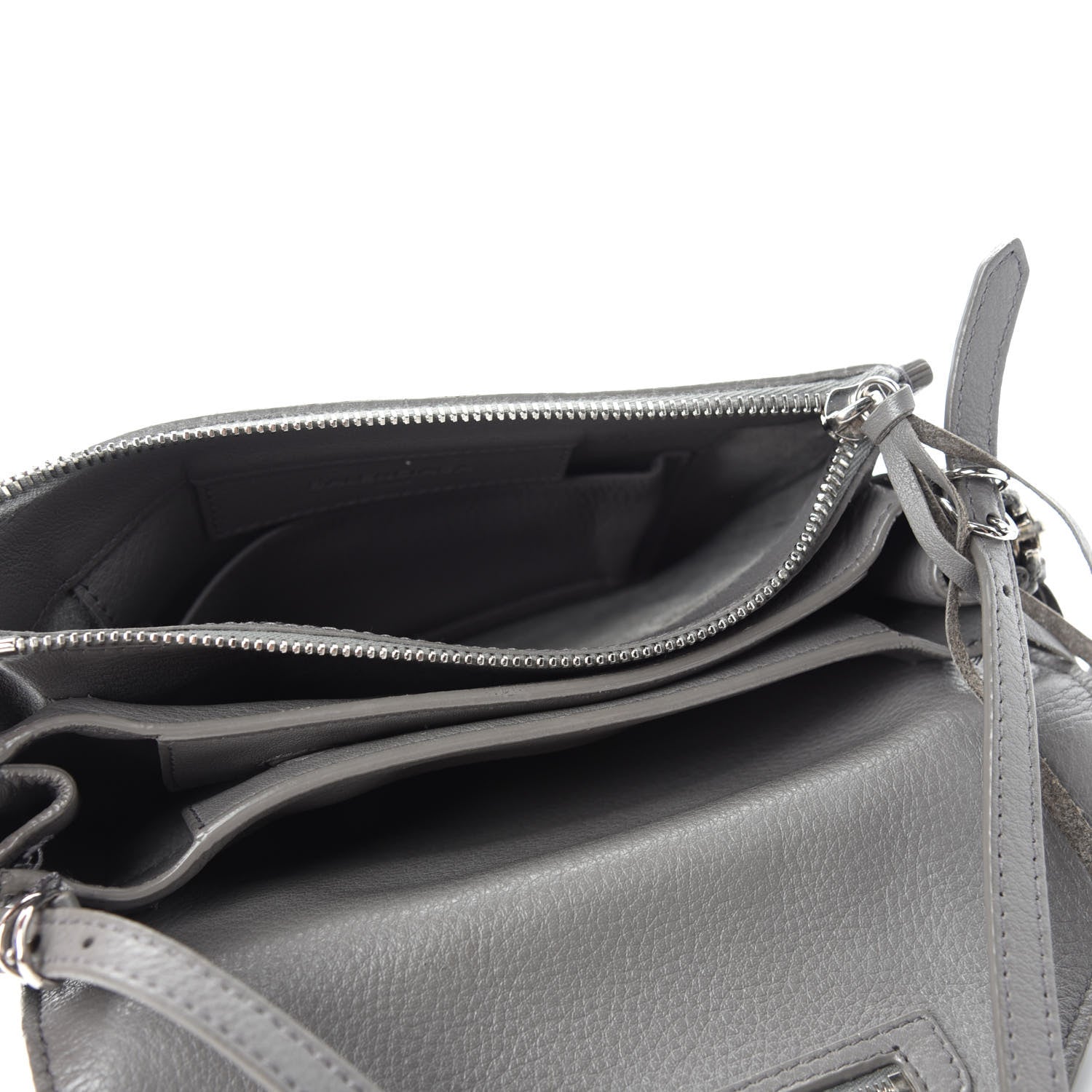 Balenciaga Veau Papier Classic Silver Hardware Triple XS Zip Around Crossbody Gris Acier 5 of 13