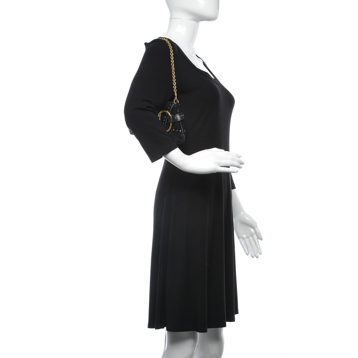 Suede Studded Horsebit Clutch Bag Black