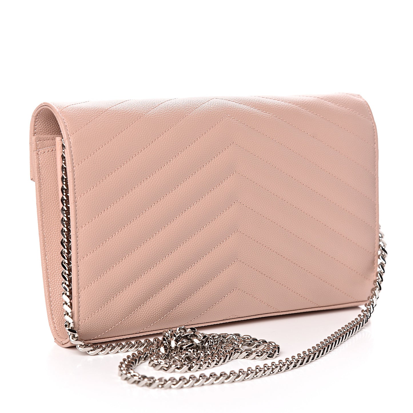 Grain De Poudre Matelasse Chevron Monogram Chain Wallet Pale Pink