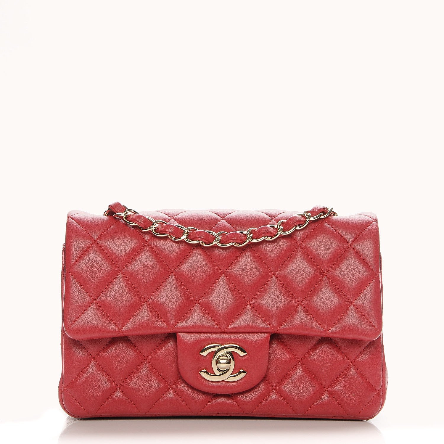 Chanel Lambskin Quilted Mini Rectangular Flap Dark Pink 1 of 7