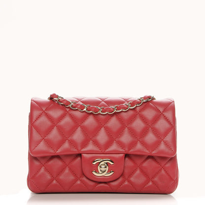 Chanel Lambskin Quilted Mini Rectangular Flap Dark Pink 1 of 7