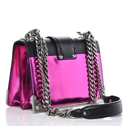 Prada Metallic Vitello Saffiano Cahier Bag Fuxia Black 3 of 10
