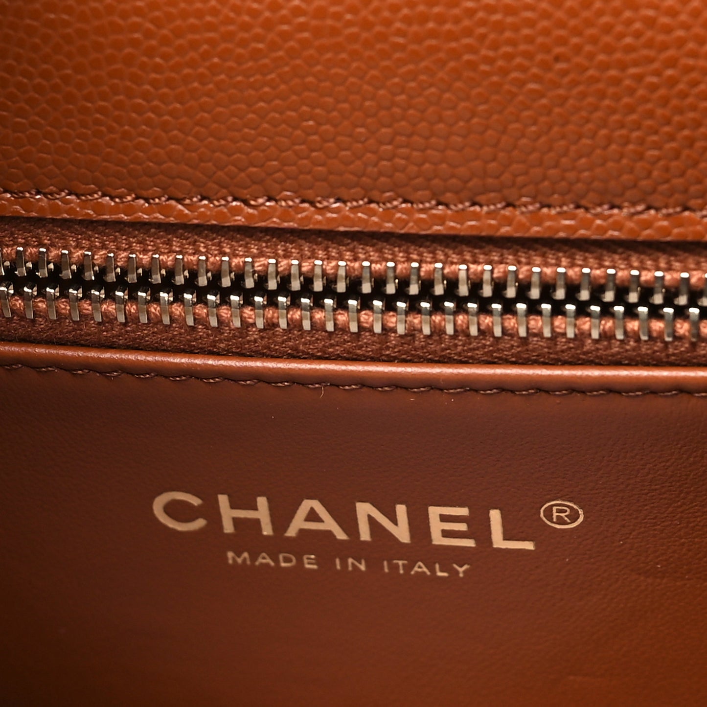 Caviar Quilted Small Chain Frame Flap Light Brown