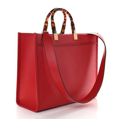 Fendi Vitello King Plexiglass Logo Embossed Medium Fendi Sunshine Shopper Tote Fuoco 3 of 8