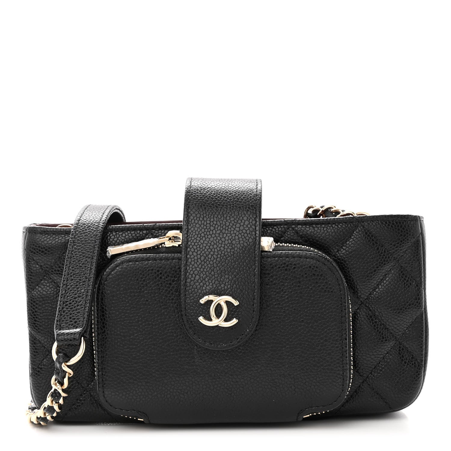 Chanel Caviar Quilted Business Affinity Phone Holder With Chain Black 1 of 11