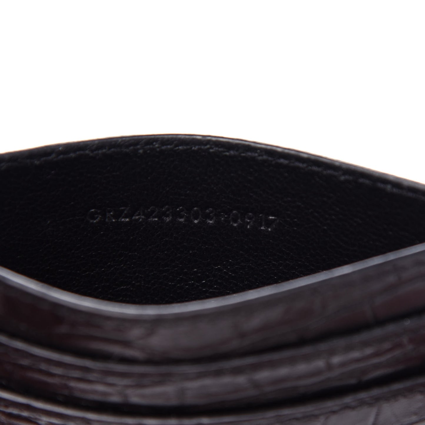 Calfskin Crocodile Embossed Monogram Credit Card Case Black