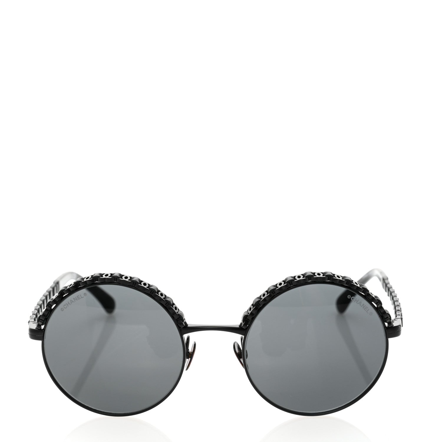 Chanel Metal Calfskin Round Chain Sunglasses 4265-Q Black 2 of 10