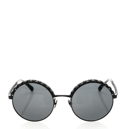 Chanel Metal Calfskin Round Chain Sunglasses 4265-Q Black 2 of 10