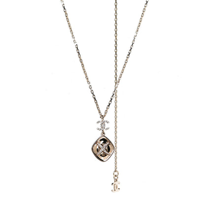 Chanel Crystal CC Cross Drop Pendant Necklace Gold 1 of 8