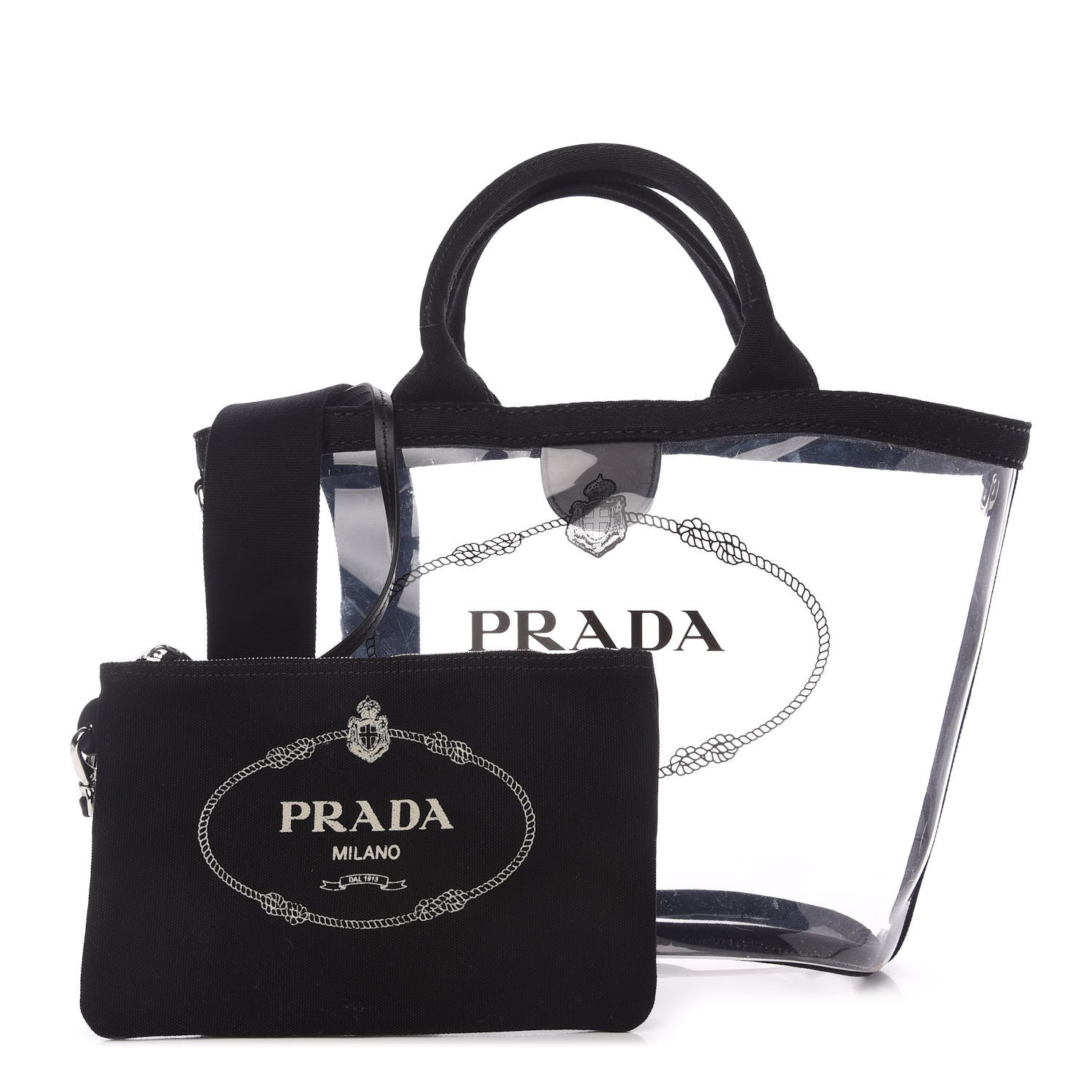 Prada Plexiglass Canapa Small Shopper Tote Black 1 of 9