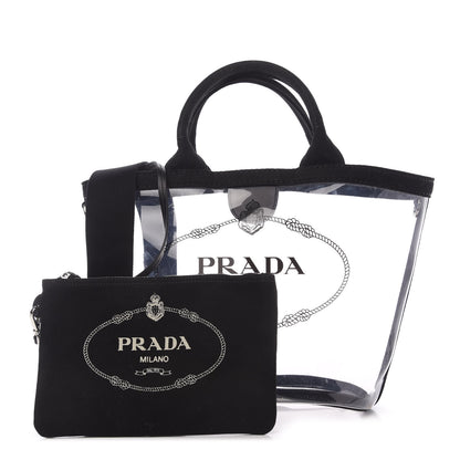 Prada Plexiglass Canapa Small Shopper Tote Black 1 of 9