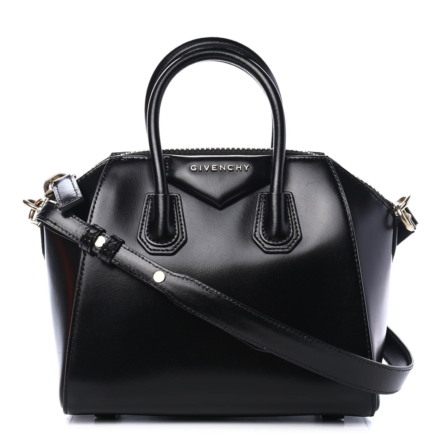 Shiny Lord Calfskin Mini Antigona Black