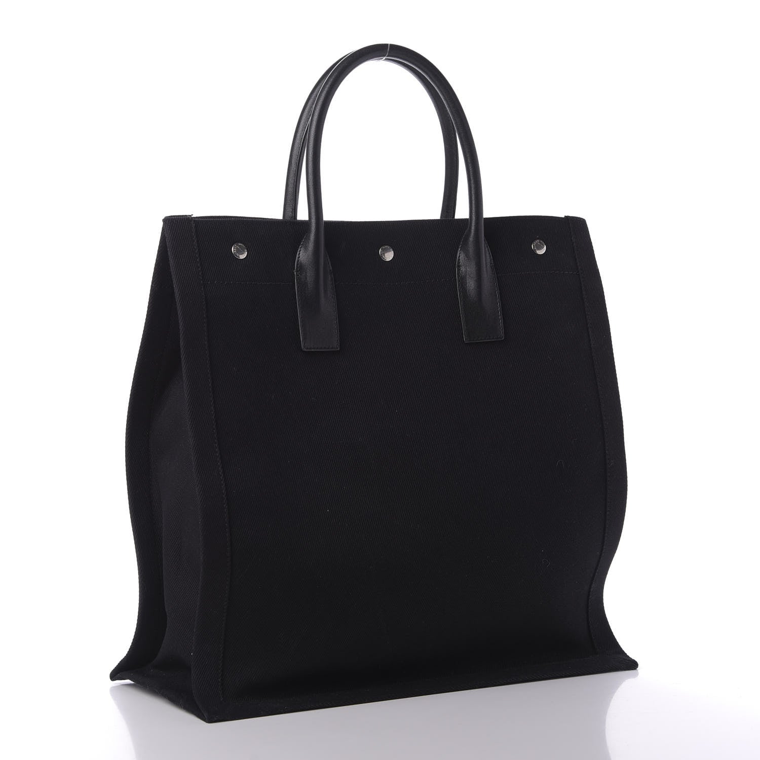 Saint Laurent Linen Calfskin Rive Gauche North South Tote Black 3 of 9