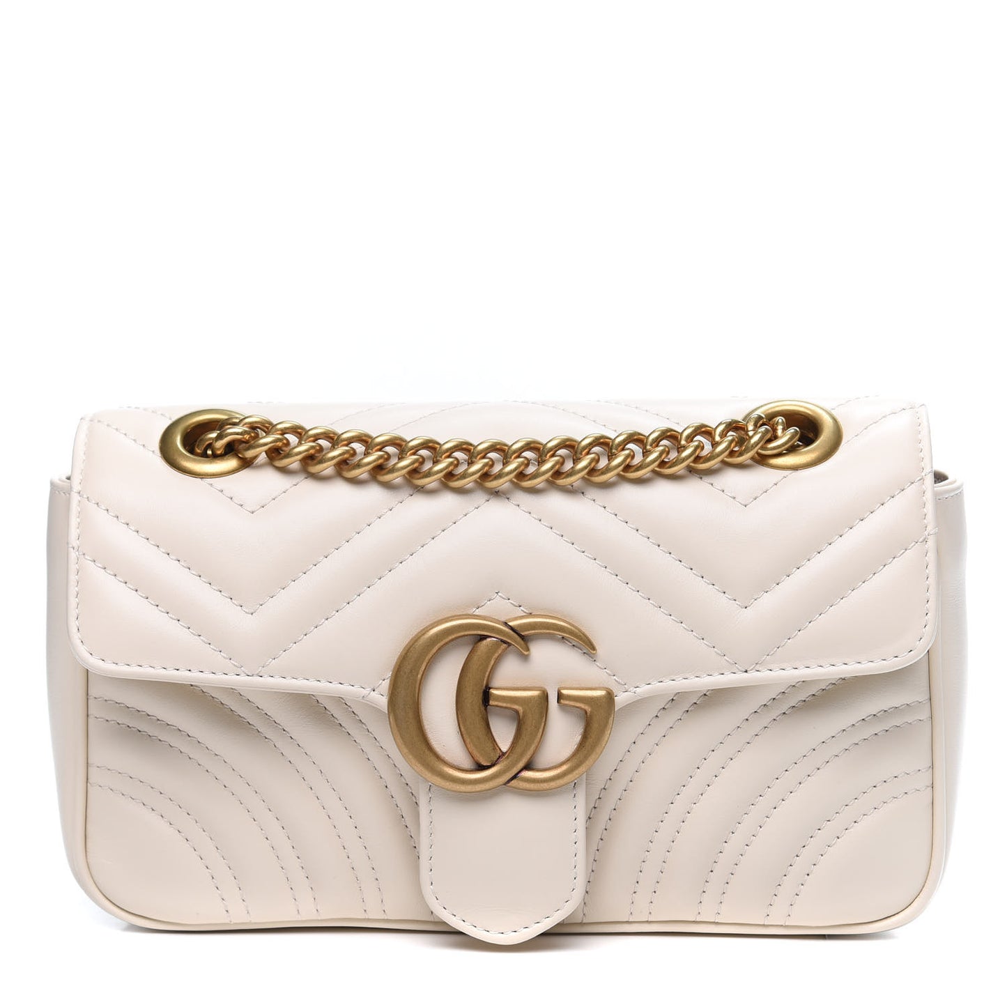 Calfskin Matelasse Mini GG Marmont Shoulder Bag White
