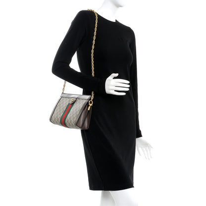 Gucci GG Supreme Monogram Web Small Ophidia Chain Shoulder Bag Brown 2 of 7