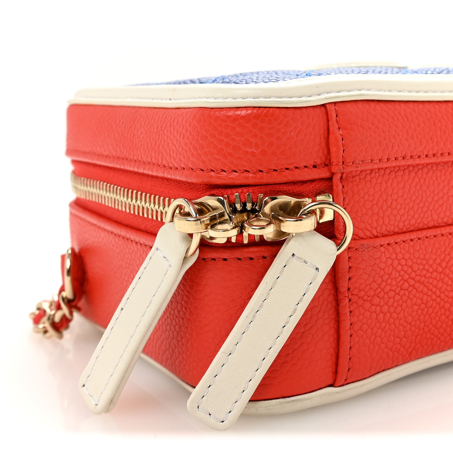Caviar Quilted Small CC Filigree Vanity Case Blue White Red