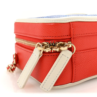 Chanel Caviar Quilted Small CC Filigree Vanity Case Blue White Red 9 of 10