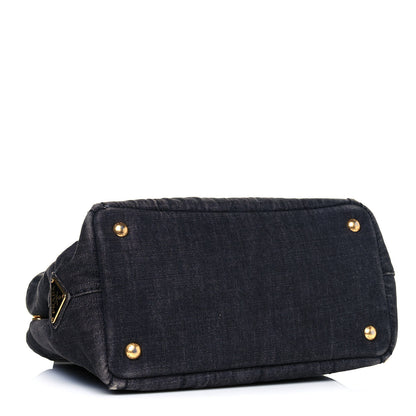 Prada Denim Small Logo Tote Black 5 of 17