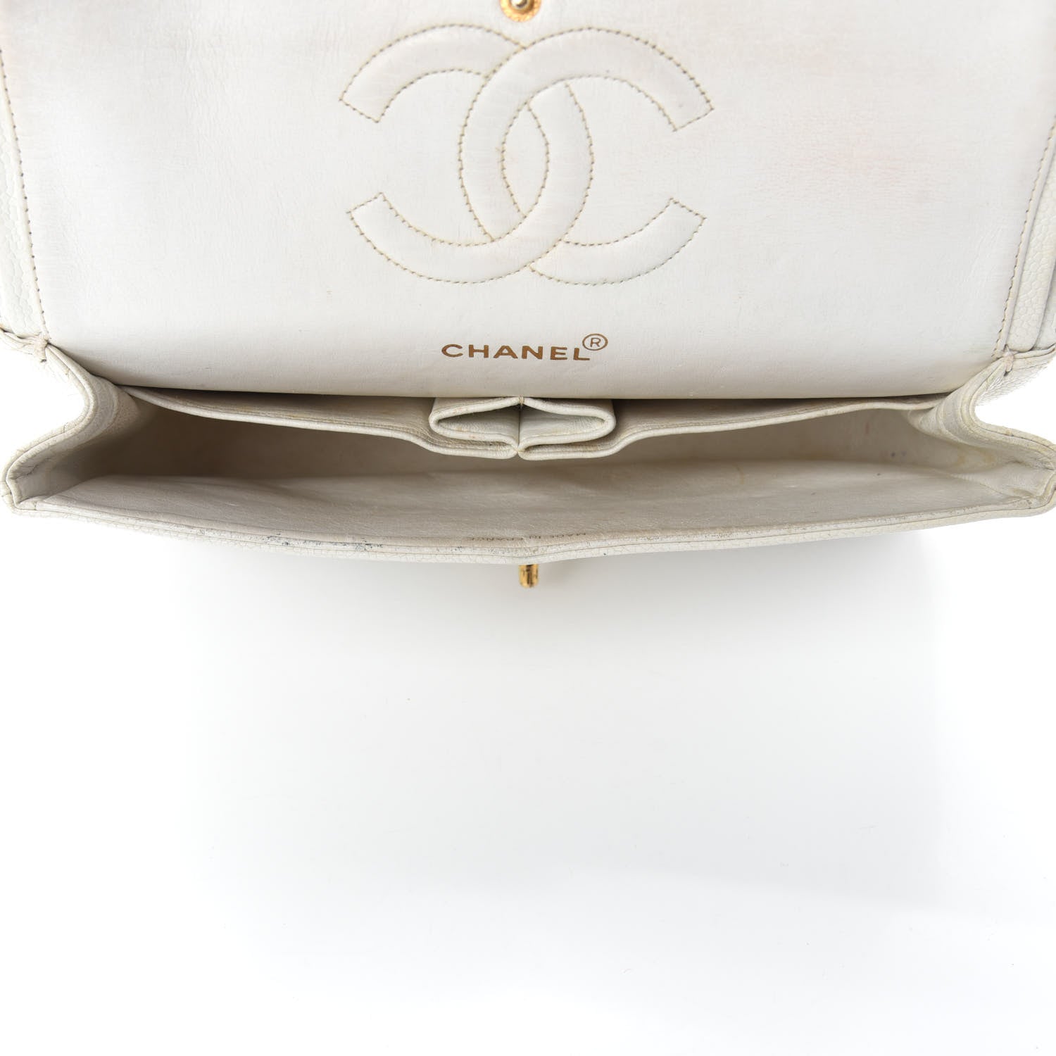 Chanel Caviar Quilted Medium Double Flap White 5 of 21