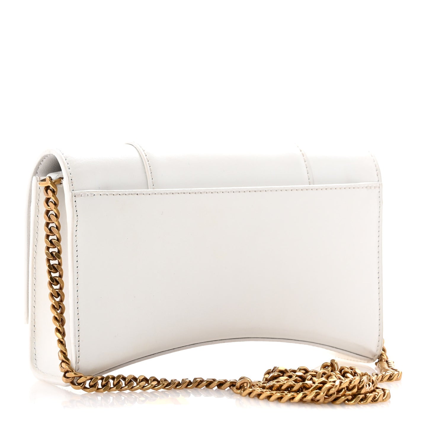 Shiny Box Calfskin Hourglass Chain Bag White