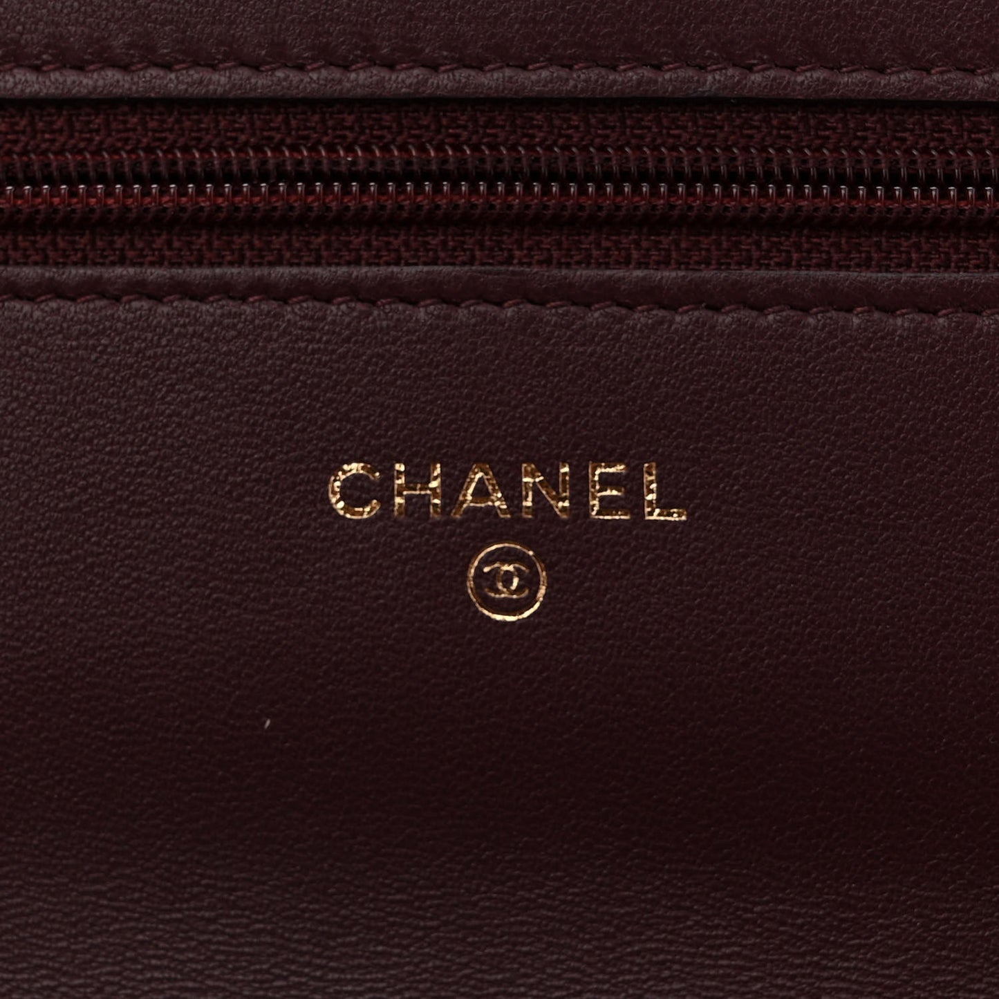 Lambskin Quilted Wallet On Chain WOC Burgundy