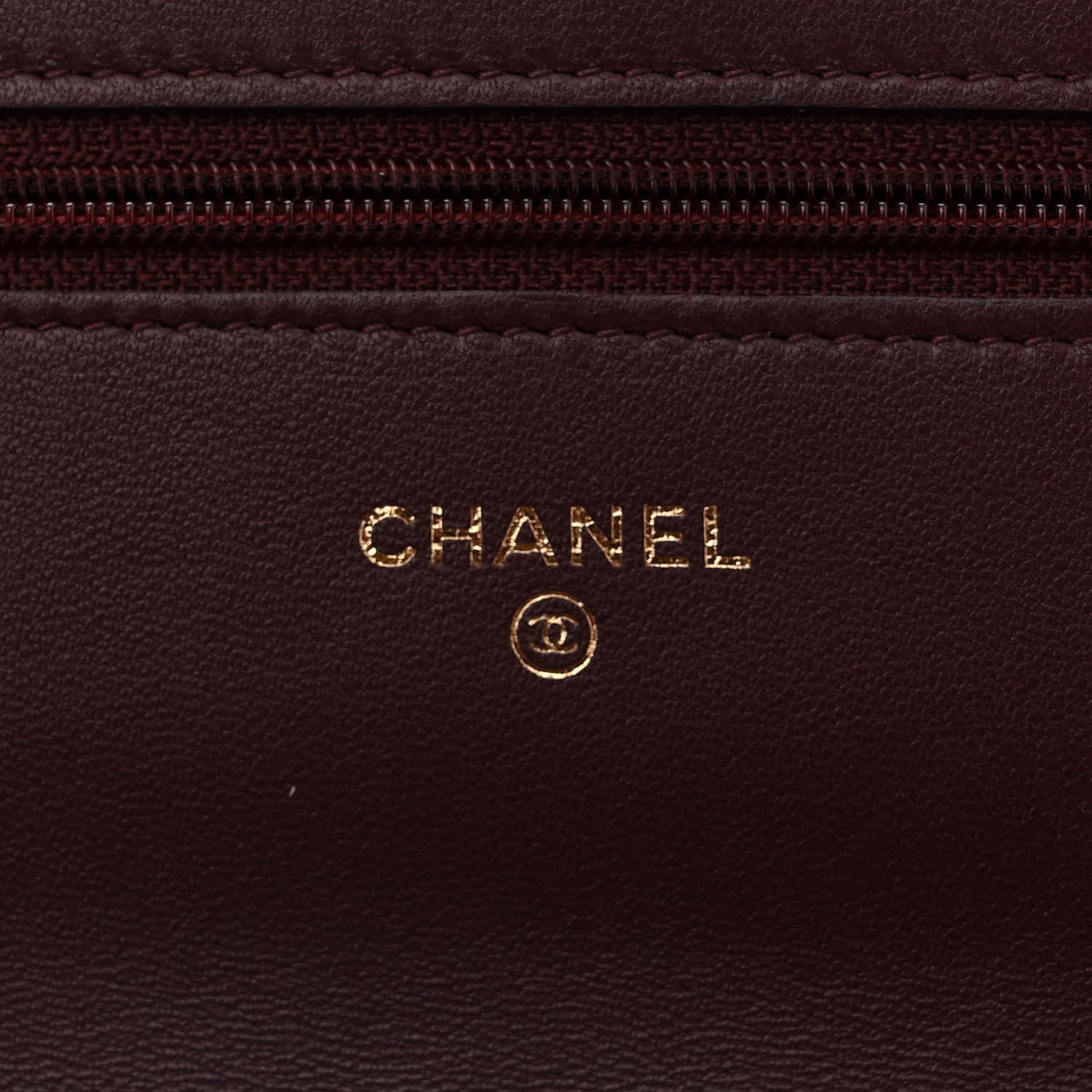 Chanel Lambskin Quilted Wallet On Chain WOC Burgundy 6 of 12