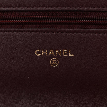 Chanel Lambskin Quilted Wallet On Chain WOC Burgundy 6 of 12