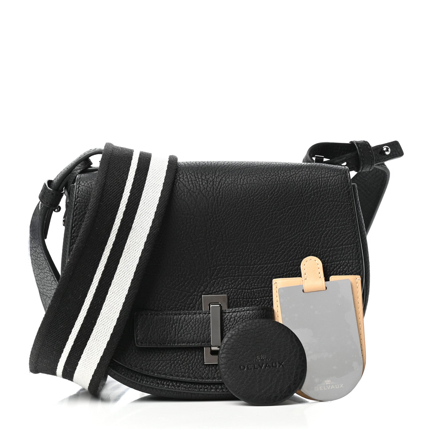 Delvaux Crispy Calfskin Mini Le Mutin Saddle Bag Black 9 of 9