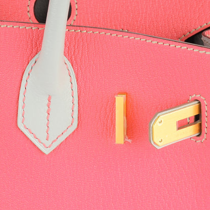 Hermes Chevre Mysore Bi-Color Horseshoe Birkin 30 Rose Lipstick Gris Perle 18 of 25