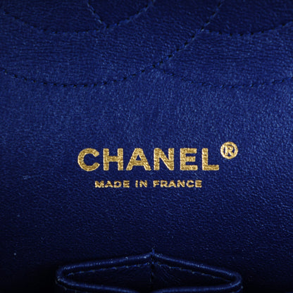 Chanel Lambskin Chevron Quilted Jumbo Double Flap Blue 7 of 11