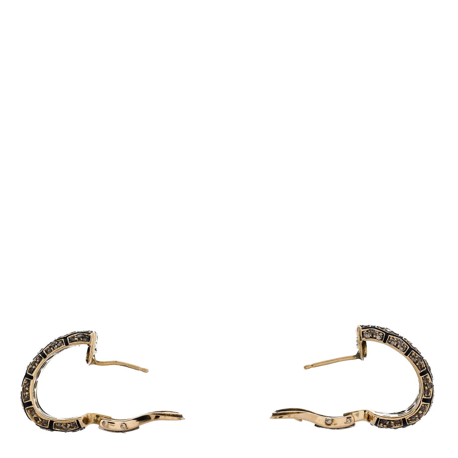 Roberto Coin 18K Yellow Gold Diamond Enamel Hoop Earrings 3 of 5