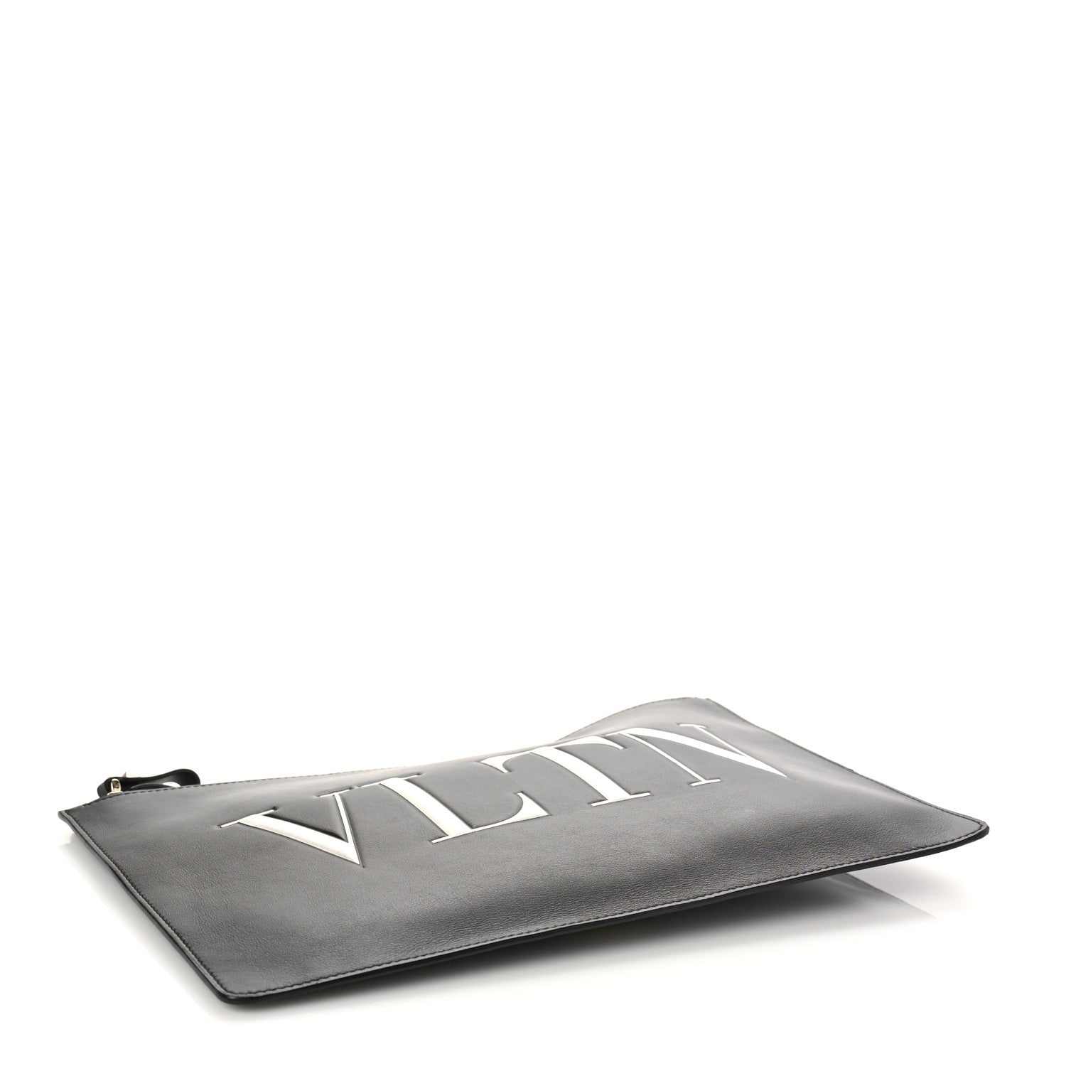 Valentino Garavani Calfskin VLTN Large Flat Zip Pouch Black 4 of 9