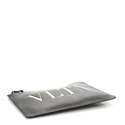 Valentino Garavani Calfskin VLTN Large Flat Zip Pouch Black 4 of 9