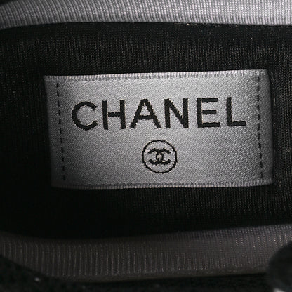 Chanel Mesh Suede Calfskin Grained Calfskin Womens CC Sneakers 39.5 White Black 7 of 9