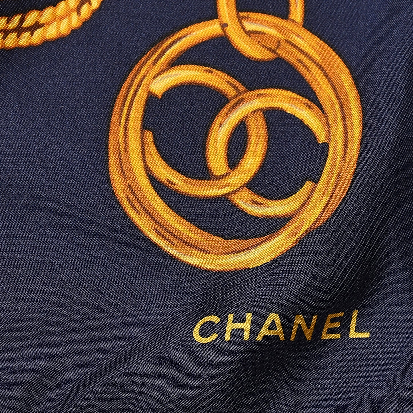 Silk Chain Scarf Navy Multicolor