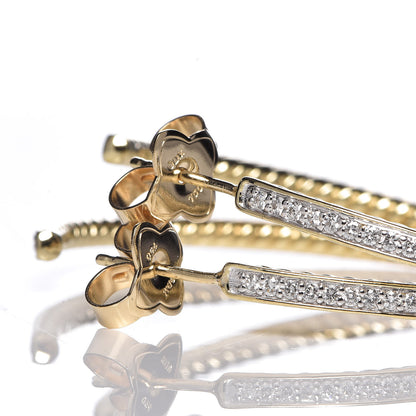 David Yurman 18K Yellow Gold Diamond Large Cable Hoop Earrings 3 of 4