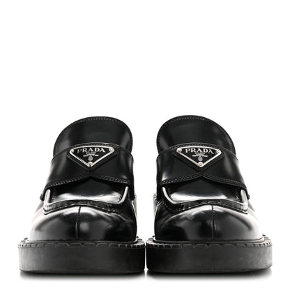 Prada Spazzolato Metal Triangle Logo 50mm Loafers 36.5 Black 9 of 27