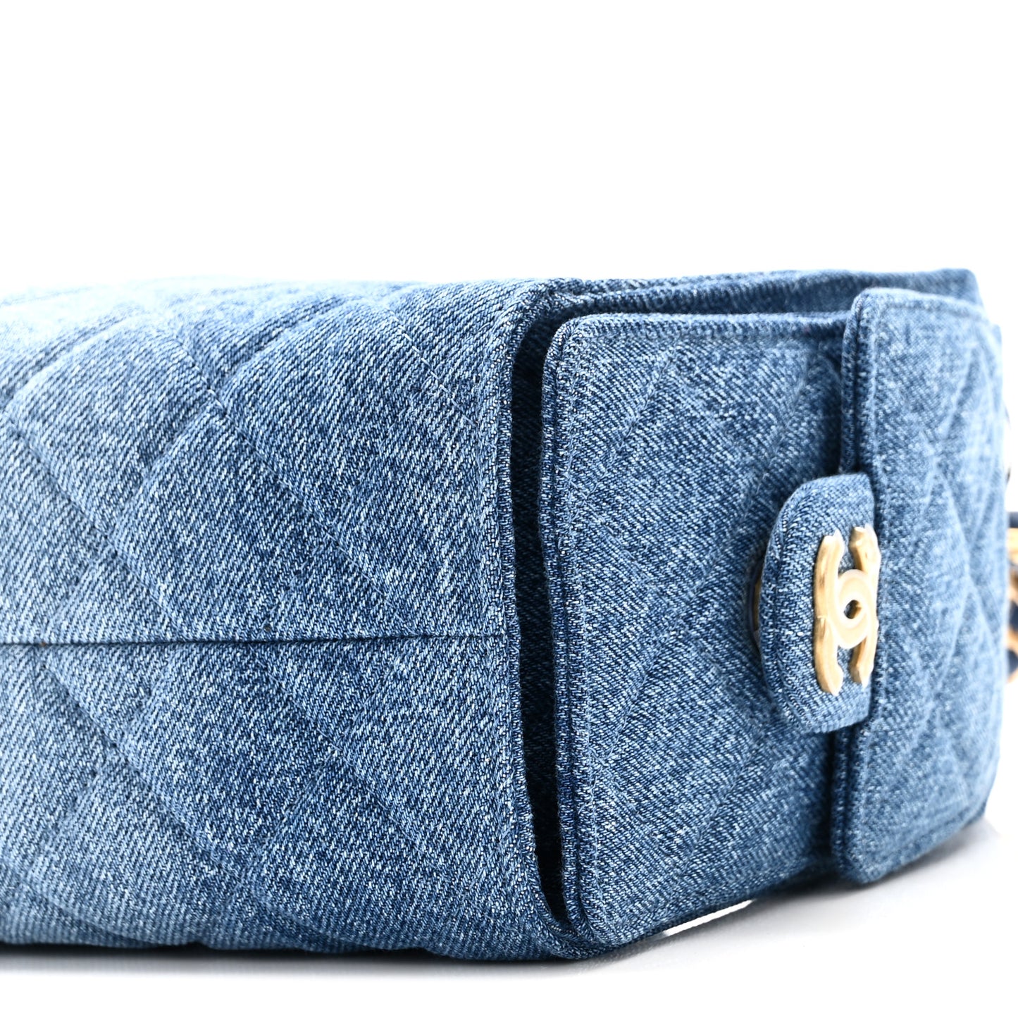 Washed Denim Quilted Mini Chanel 25 Handbag Blue