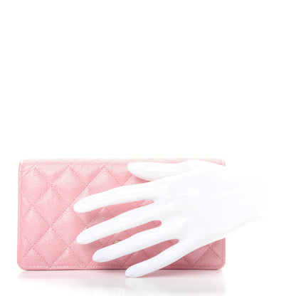 Chanel Iridescent Caviar Quilted Yen Wallet Rose Pink 2 of 9