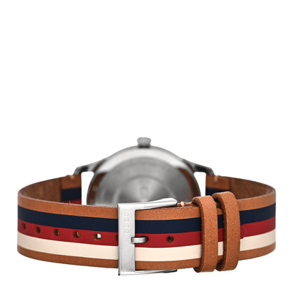 Gucci Stainless Steel Calfskin 38mm G-Timeless Stripe Web Quartz Watch Brown 3 of 5