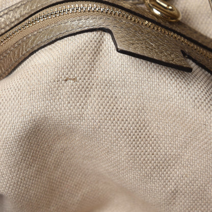 Gucci Metallic Pebbled Calfskin Medium Soho Chain Shoulder Bag Golden Beige 8 of 13